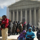 Voting Rights Act protesters on the steps of the Supreme Court (Getty Images)